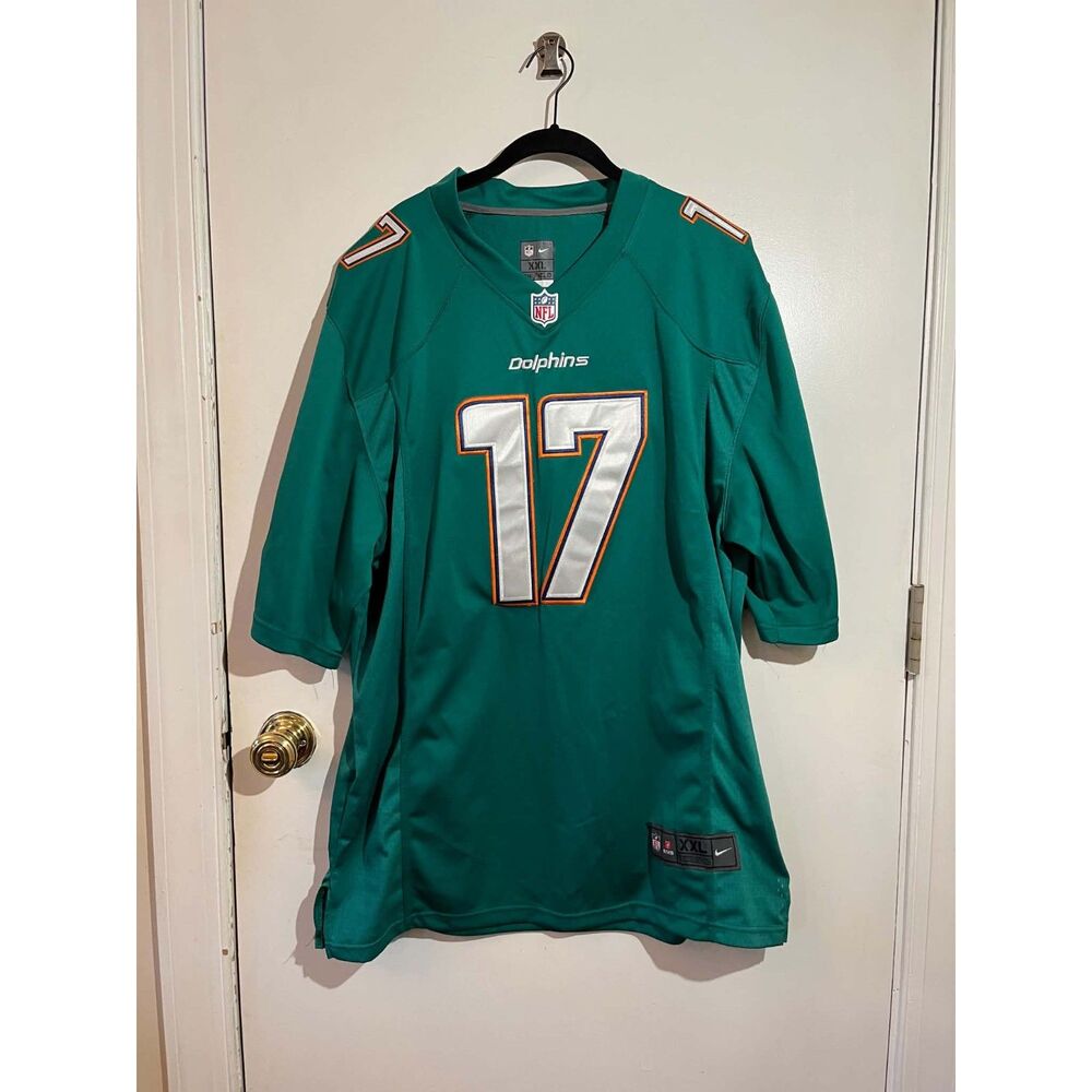 Nike Miami Dolphins #17 Jersey Aqua Blue Team Color Men's Size 2XL XXL
